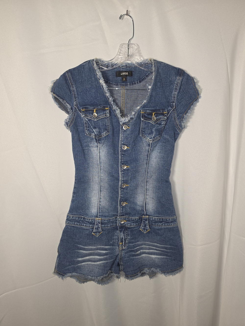 JNCO Washed Blue Denim Button-Up Romper
